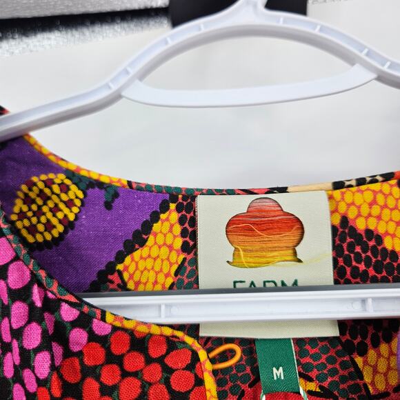 Farm Rio Dotted Patchwork Midi Dress Multicolor Printed A-Line Boho NWT Size M - Picture 5 of 10